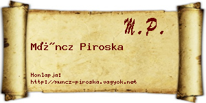 Müncz Piroska névjegykártya